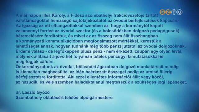 Nem valósult meg Szombathelyen az óvodapedagógusok 32,2 százalékos béremelése - állítja Illés Károly Nem valósult meg Szombathelyen az óvodapedagógusok 32,2 százalékos béremelése - állítja Illés Károly