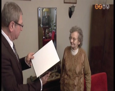 Kilencvenedik sz�let�snapj�n  k�sz�nt�tte Wittreich Etelk�t Pusk�s Tivadar polg�rmester